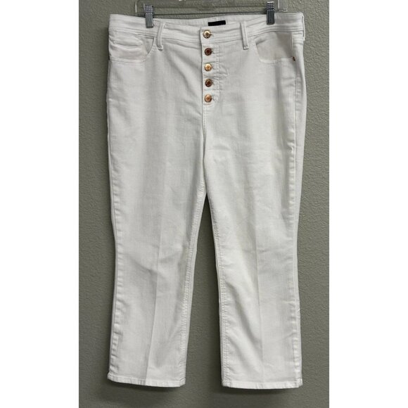Talbots Women's Size 16P Demi Boot Ankle Jean Stretch White Denim Button Fly - Picture 1 of 10